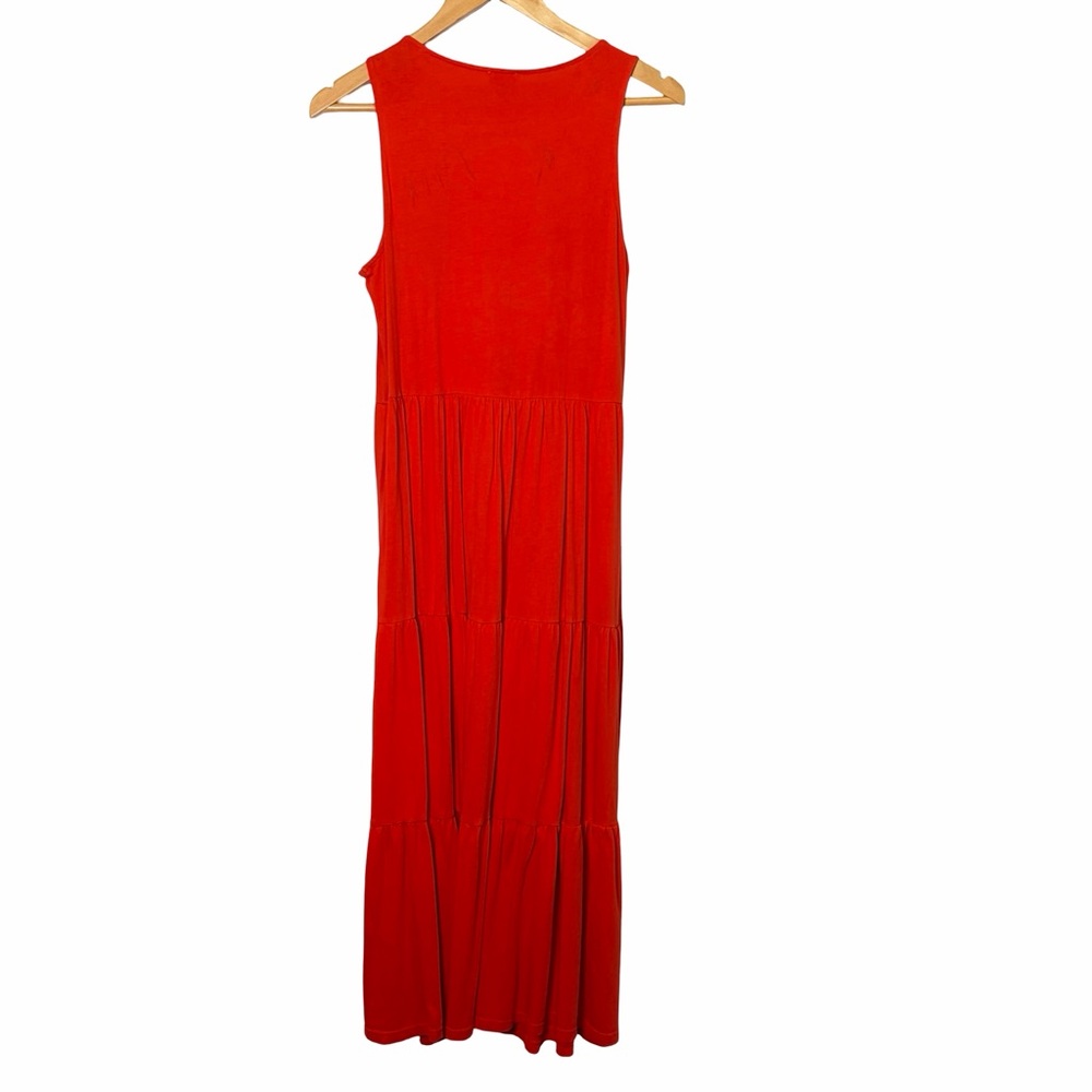 J. Crew Factory Tiered Knit Maxi Dress in Bright Cerise/ Red, Size S - Picture 7 of 15